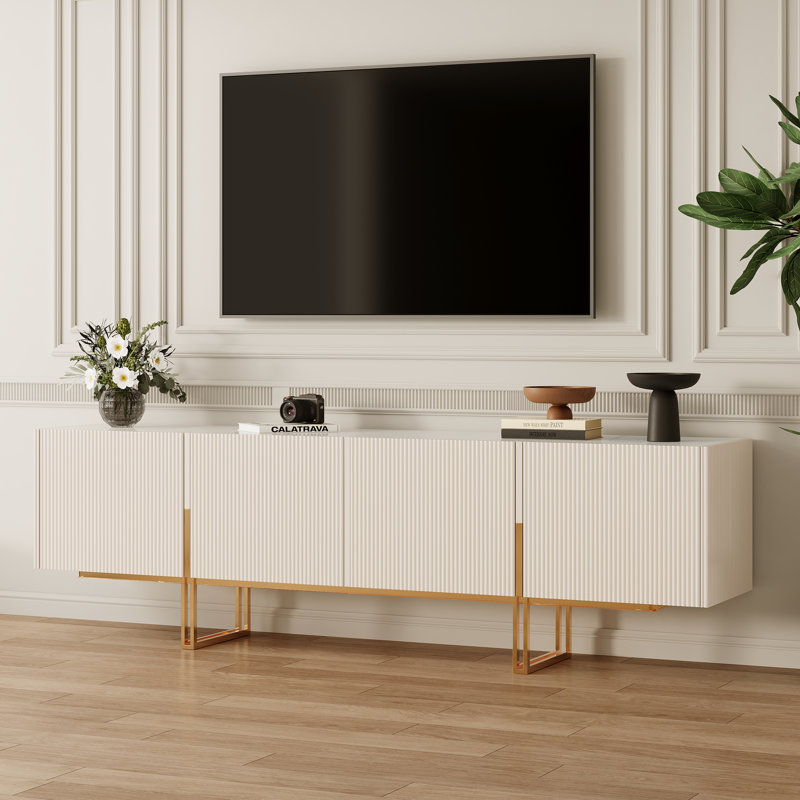 Media console with gold accents hotsell